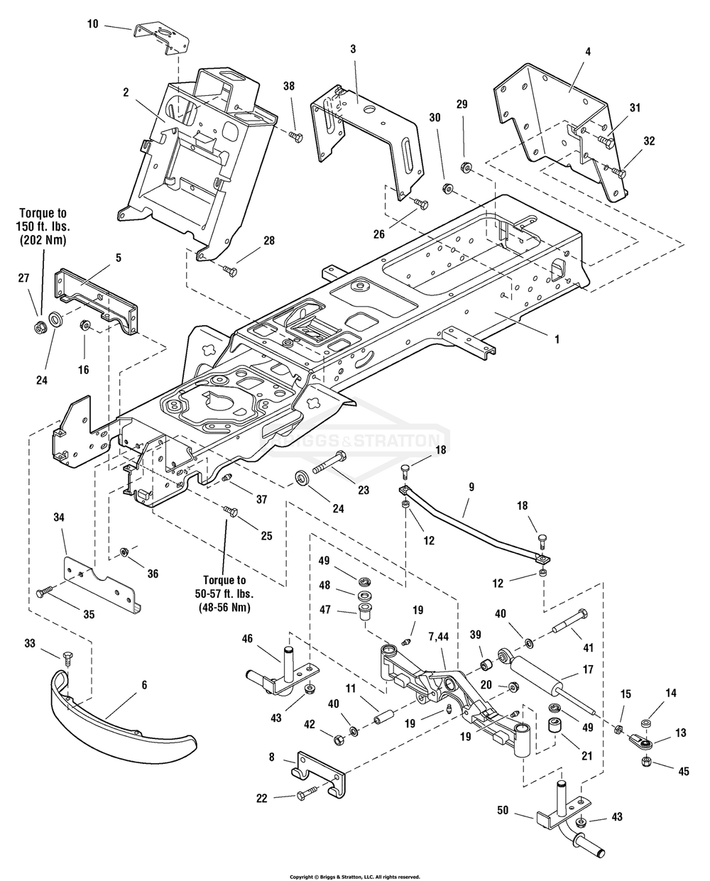 Frame Group - Power Steering Diagram and Parts List for 107250070 (2691088-00)(2012) Briggs and Stratton Lawn Tractor